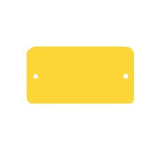 PVC label geel 120x65 mm afgerond, dikte 0,2mm 2 bevestigingsgaten Ø5mm