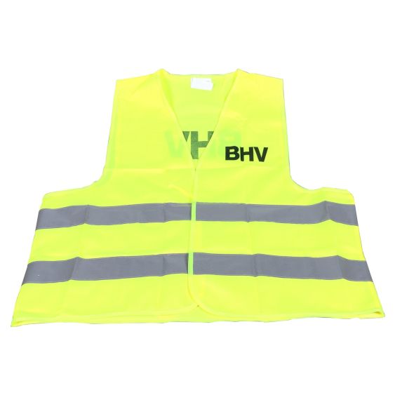 Veiligheidsvest Bevaplats BHV fluo geel met opdruk BHV - voorkant