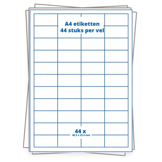 A4 etiket 44 per vel 48,5×25,4 mm - 100 vellen