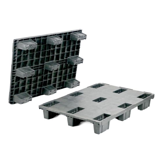 Kunststof Pallet 80 x 120 cm Nieuw Gesloten Dek - 9 Pootjes Nestbaar
