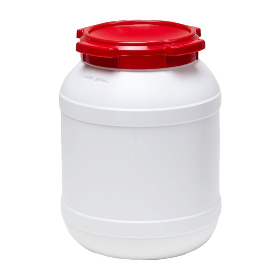 Wijdmondvat 7026 Wit met Rood deksel 26 liter