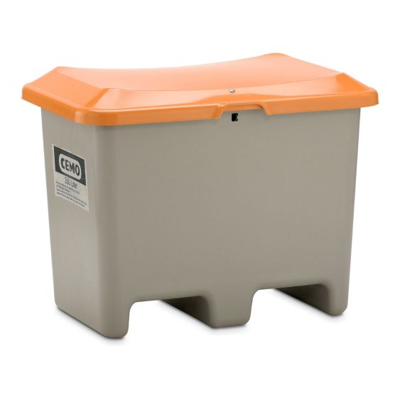 Strooizoutcontainer Onderrijdbaar PLUS3 200 liter Grijs met Oranje Deksel