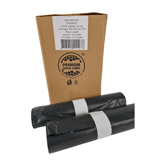 Afvalzak LDPE 85x100 cm T70 Zwart - 100 Zakken