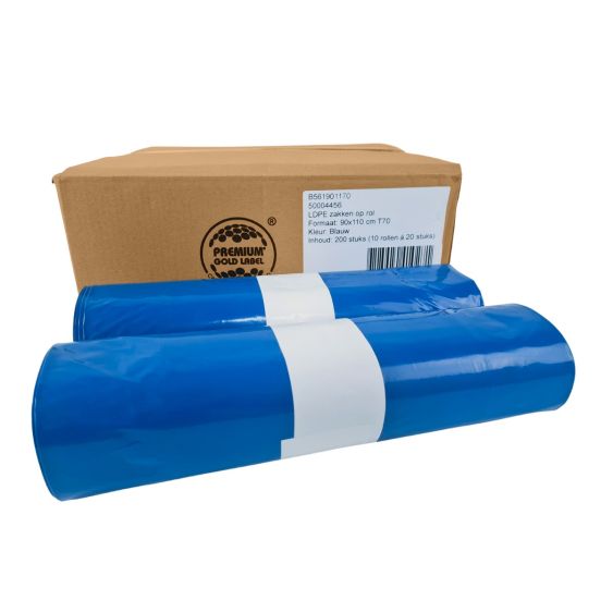 Afvalzak LDPE 90x110 cm T70 Blauw - 200 Zakken