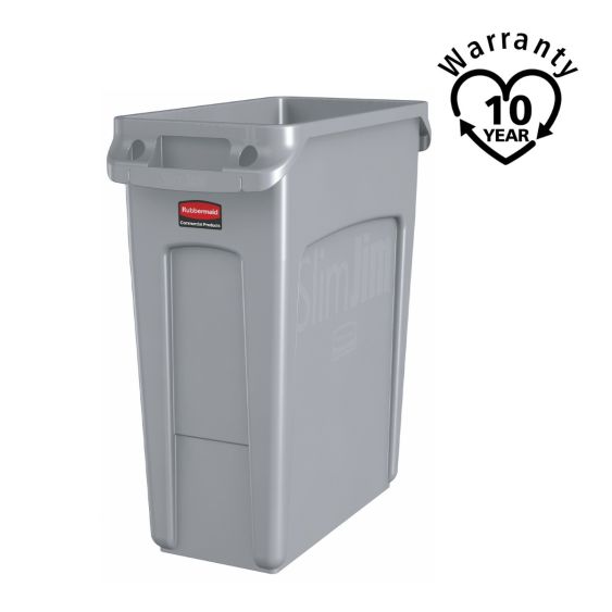 Rubbermaid Container Slim Jim Grijs met Luchtsleuven 60 L - warranty