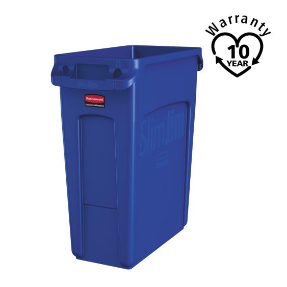 Rubbermaid Container Slim Jim Blauw met Luchtsleuven 60 L - warranty