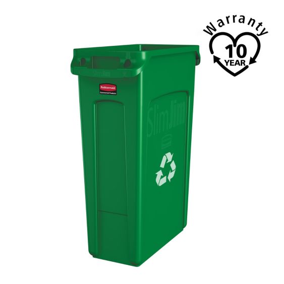 Rubbermaid Container Slim Jim Groen met Luchtsleuven 87 L - warranty