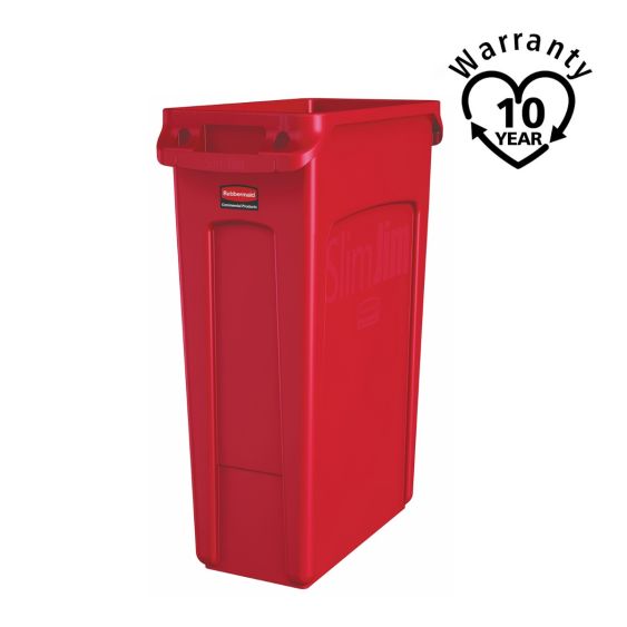 Rubbermaid Container Slim Jim Rood met Luchtsleuven 87 L - warranty