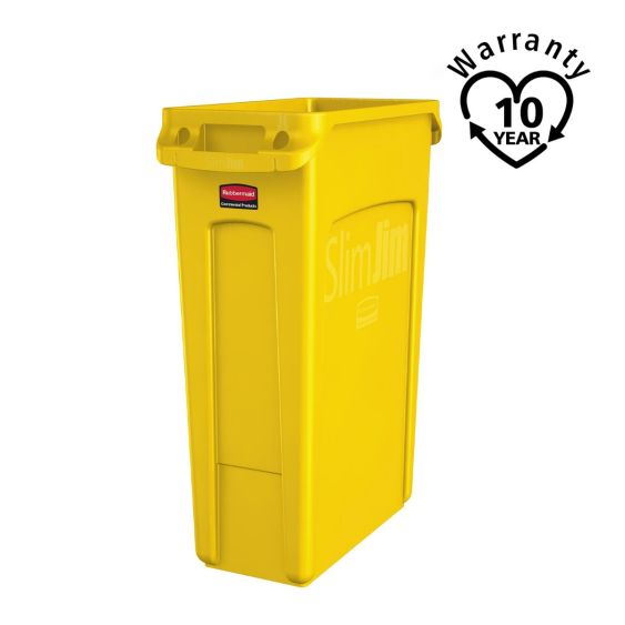 Rubbermaid Container Slim Jim Geel met Luchtsleuven 87 L - warranty