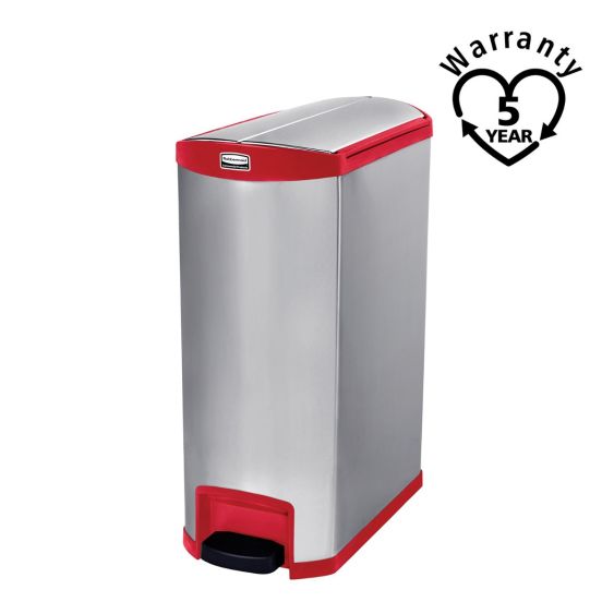 Rubbermaid RVS / Rood Pedaalcontainer End Step 90 Liter - warranty