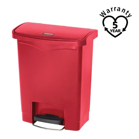 Rubbermaid Kunststof Pedaalcontainer Front Step Rood 30 L - warranty