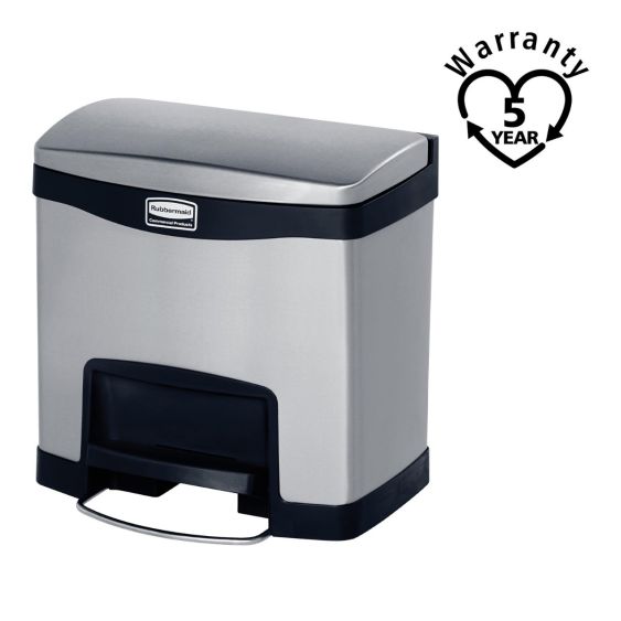 Rubbermaid RVS Pedaalcontainer Front Step 15 Liter - Kleur naar Keuze - warranty