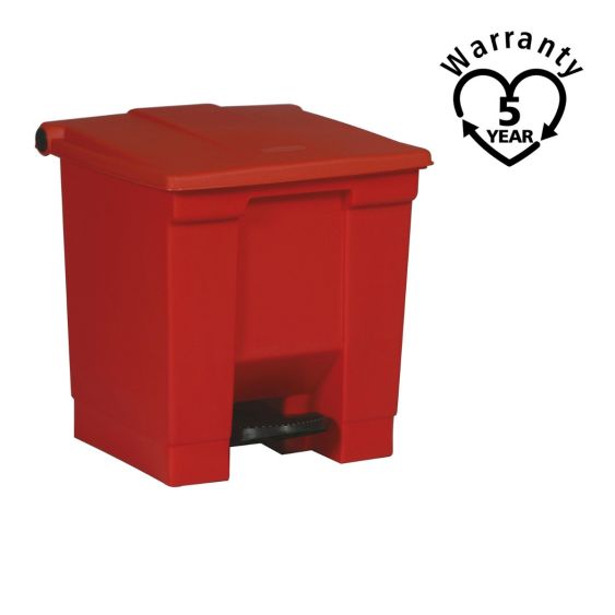 Rubbermaid Classic Pedaalcontainer Rood 30 Liter - warranty
