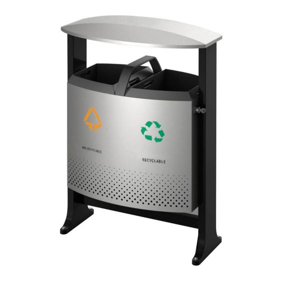 Buitenafvalbak afvalscheiding 2x39 liter grijs/zwart