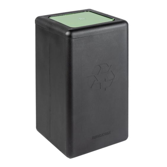 Afvalbak Circulair met klepdeksel 65 liter zwart/groen