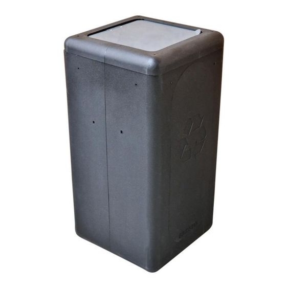 Afvalbak Circulair met klepdeksel 65 liter zwart/grijs