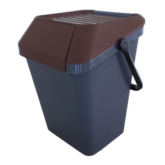 Afvalbak EasyMax 45 liter grijs/bruin
