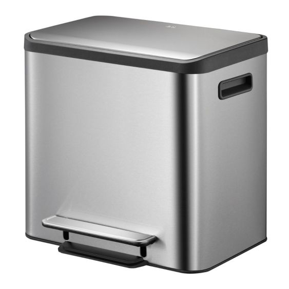 Pedaalemmer EKO EcoCasa Afvalscheiding 2x12 liter mat RVS
