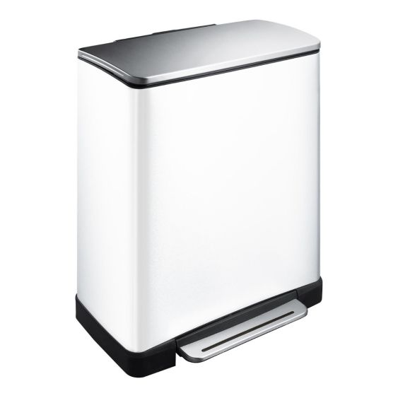 Pedaalemmer EKO E-Cube Afvalscheiding 28+18 liter wit/mat RVS