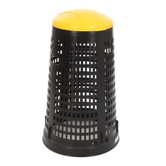 Afvalbak geperforeerd 110 liter zwart/geel