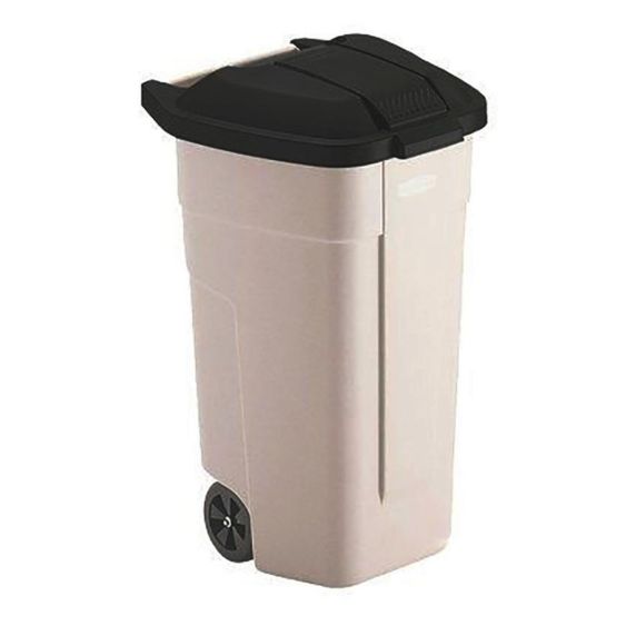 Minicontainer 110 liter beige met zwarte deksel