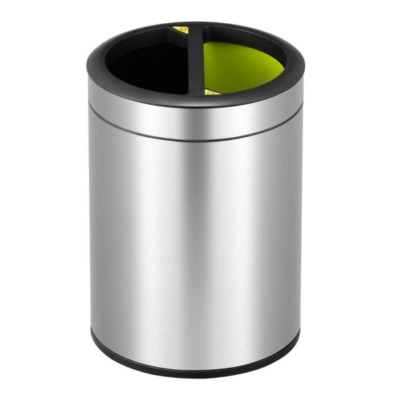 Afvalbak EKO Round Open 2x5 liter mat RVS