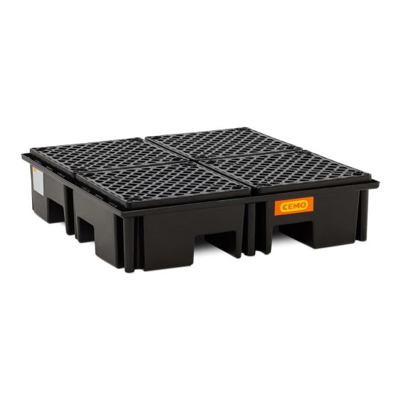 kunststof lekbak 1230x1230x290 mm voor pallets 220 liter met rooster