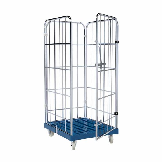 Rolcontainer 1460 Kunststof 4-zijdig met Deur blauw