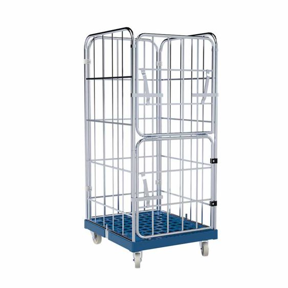 Rolcontainer 1460 Kunststof 4 Half Klapbaar blauw