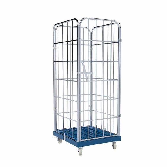 Rolcontainer 1650 Kunststof 4-zijdig met Deur blauw