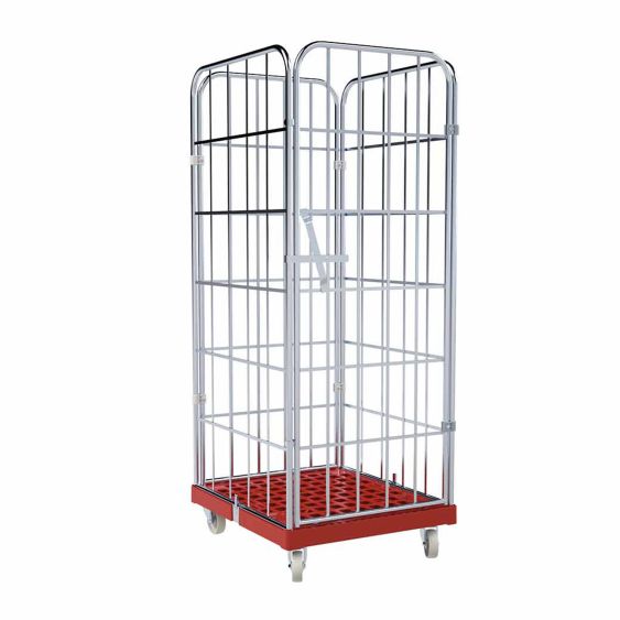 Rolcontainer 1650 Kunststof 4-zijdig met Deur rood