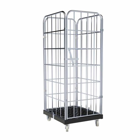 Rolcontainer 1650 Kunststof 4-zijdig met Deur zwart