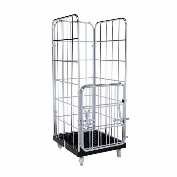 Rolcontainer 1650 Kunststof 4 Half Klapbaar zwart