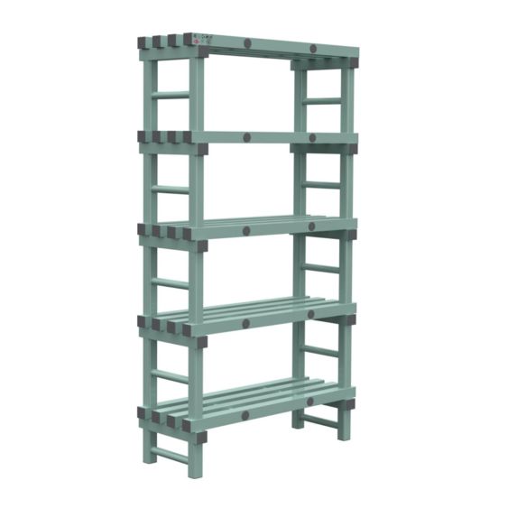 Kunststof Magazijnstelling 1850x400x1000 mm 5 niveau's groen met grijze doppen