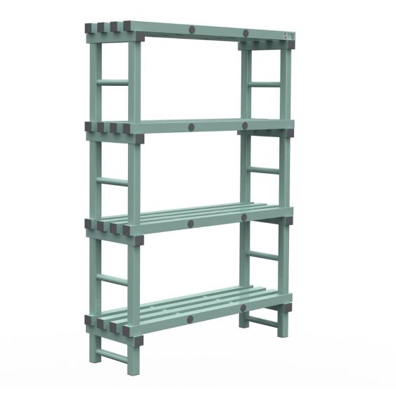 Kunststof Magazijnstelling 1450x300x1200 mm 4 niveau's groen met grijze doppen
