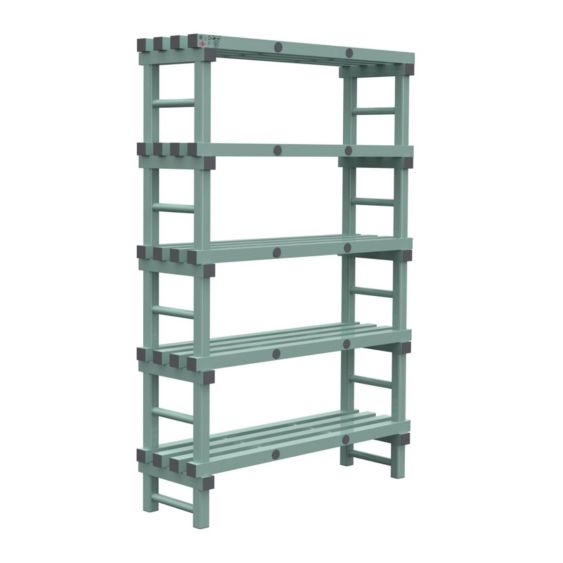 Kunststof Magazijnstelling 2050x400x1400 mm 5 niveau's groen met grijze doppen