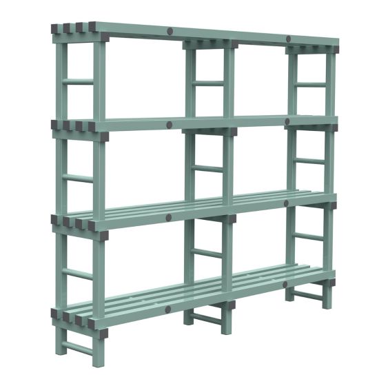 Kunststof Magazijnstelling 4 niveau's groen 400 mm diep