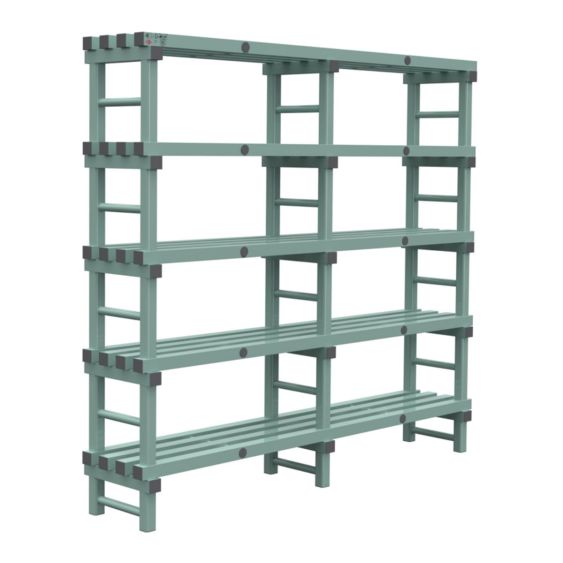 Kunststof Magazijnstelling 5 niveau's groen 300 mm diep