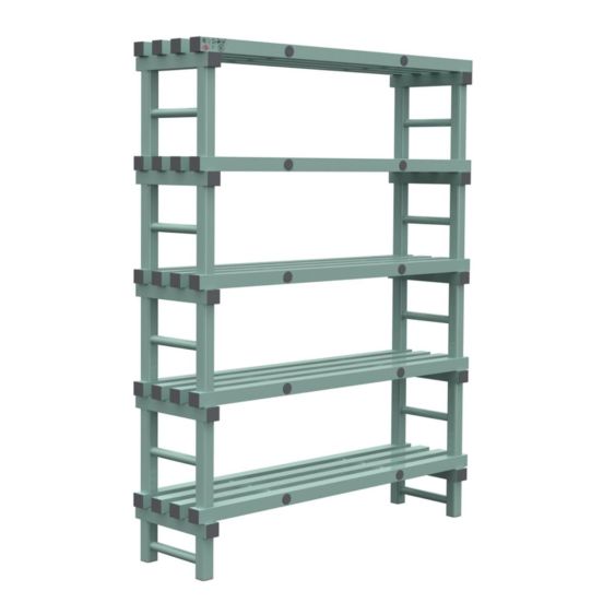 Kunststof Magazijnstelling 2450x500x1400 mm 5 niveau's groen met grijze doppen