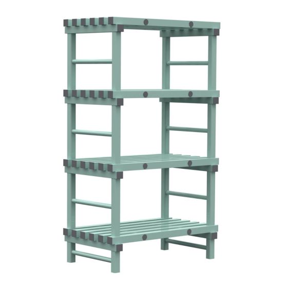 Kunststof Magazijnstelling 1150x600x1200 mm 4 niveau's groen met grijze doppen