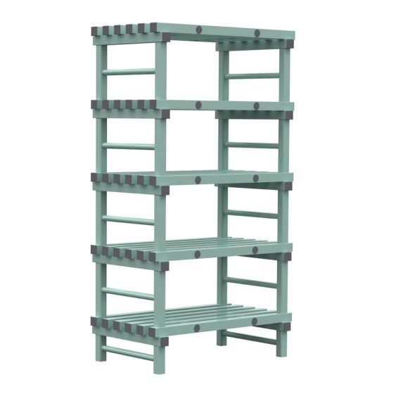 Kunststof Magazijnstelling 1850x500x1200 mm 5 niveau's groen met grijze doppen