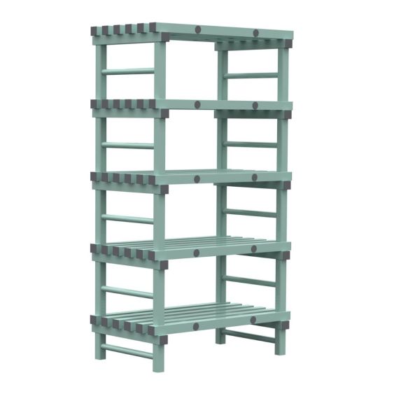 Kunststof Magazijnstelling 1650x600x1200 mm 5 niveau's groen met grijze doppen