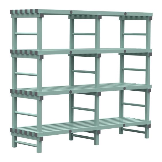 Kunststof Magazijnstelling 4 niveau's groen 600 mm diep