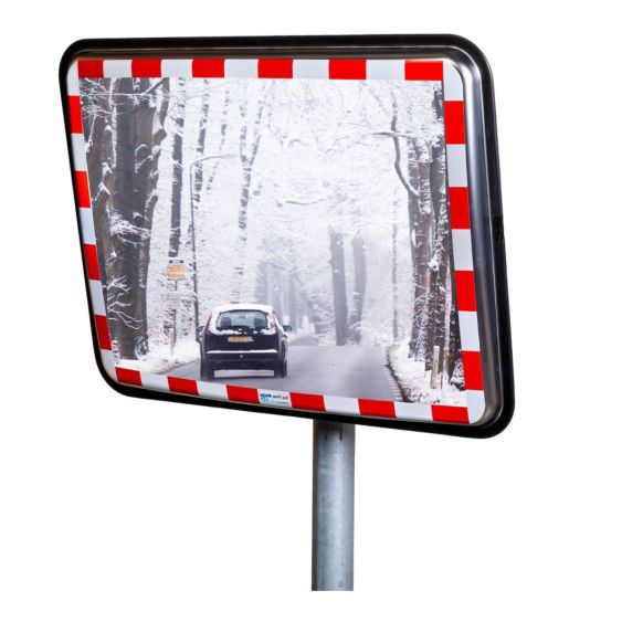 Verkeersspiegel RVS Anti-vries Rood/Wit 800x600 mm 90°