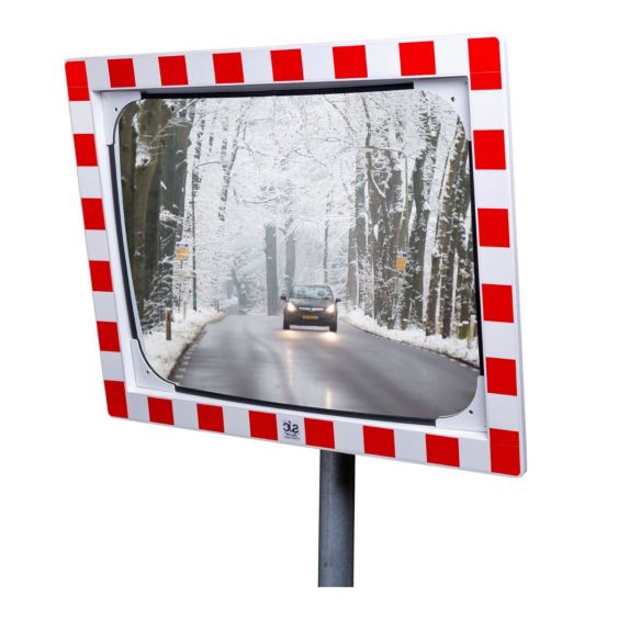 Verkeersspiegel RVS Anti-condens Rood/Wit 800x600 mm 90°