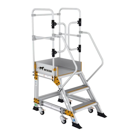 Wixor Industrieel Platform met Veerwielen - 3 treden