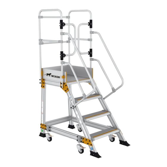 Wixor Industrieel Platform met Veerwielen - 4 treden