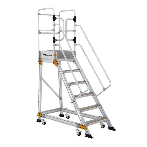 Wixor Industrieel Platform met Veerwielen - 6 treden