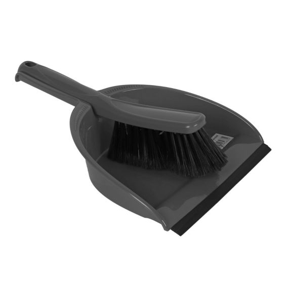 Stoffer en blik kunststof grijs