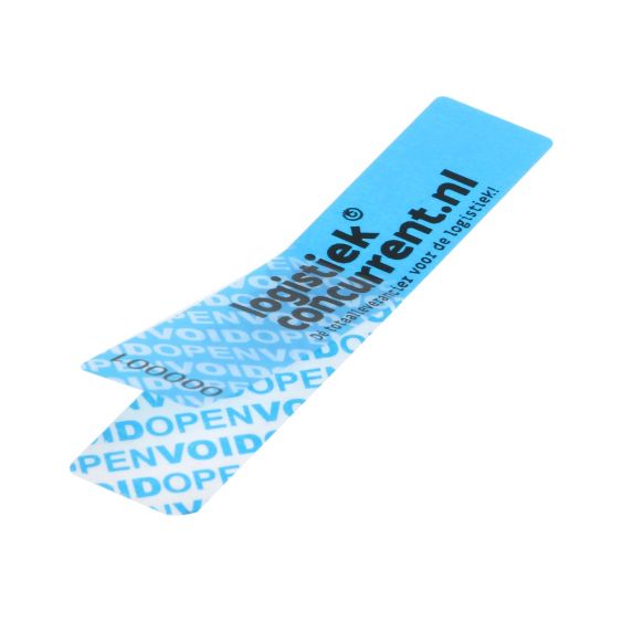 Security Label Full Transfer 100x20 mm Blauw - Gepersonaliseerd
